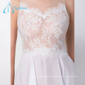 Lace Sheer Neck Covered Button Chiffon Prom Dress Short